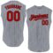 Custom Gray Black Pinstripe Red Authentic Sleeveless Baseball Jersey