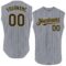 Custom Gray Black Pinstripe Old Gold Authentic Sleeveless Baseball Jersey