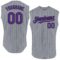Custom Gray Black Pinstripe Purple Authentic Sleeveless Baseball Jersey
