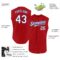 Custom Red White-Royal Authentic Sleeveless Baseball Jersey