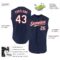 Custom Navy White-Red Authentic Sleeveless Baseball Jersey