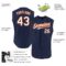 Custom Navy White-Orange Authentic Sleeveless Baseball Jersey