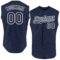 Custom Navy White-Gray Authentic Sleeveless Baseball Jersey