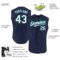 Custom Navy White-Teal Authentic Sleeveless Baseball Jersey