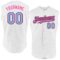 Custom White Light Blue Black-Pink Authentic Sleeveless Baseball Jersey