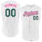 Custom White Kelly Green-Pink Authentic Sleeveless Baseball Jersey
