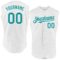 Custom White Teal Authentic Sleeveless Baseball Jersey