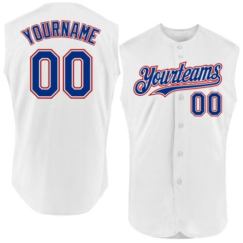 Sleeveless0161 Custom White Royal-Red Authentic Sleeveless Baseball Jersey
