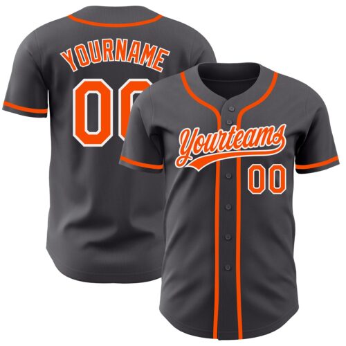 SteelGray0013_4a285a25-a77e-4dce-9188-36b83c9b3a91 Custom Steel Gray Orange-White Authentic Baseball Jersey