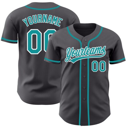 SteelGray0017_c633b9fa-55e7-4ba8-9d2d-78353b8c9499 Custom Steel Gray Teal-White Authentic Baseball Jersey