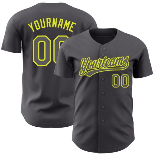 SteelGray0024_8a32b140-5c99-4130-b360-961cb1f0862f Custom Steel Gray Neon Yellow Authentic Baseball Jersey