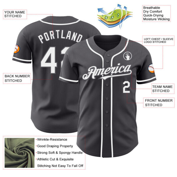 Custom Steel Gray White Authentic Baseball Jersey