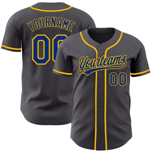 SteelGray0125_0bcd1075-9d20-45ad-92f2-79d005872332 Custom Steel Gray Royal-Gold Authentic Baseball Jersey