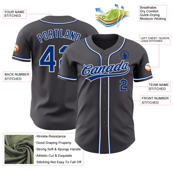 Custom Steel Gray Royal-White Authentic Baseball Jersey