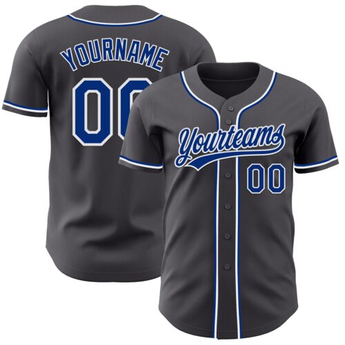 SteelGray0126 Custom Steel Gray Royal-White Authentic Baseball Jersey