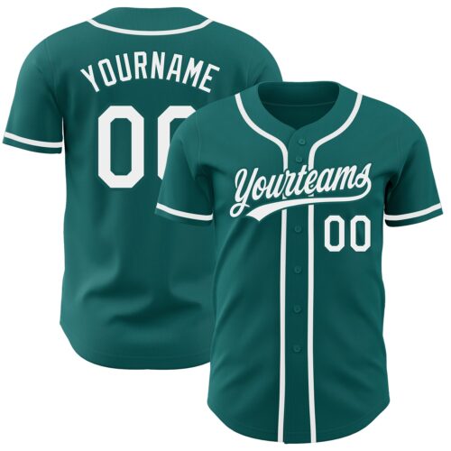 Teal0126 Custom Teal White Authentic Baseball Jersey