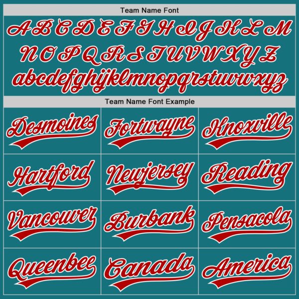 Custom Teal Red-White Authentic Baseball Jersey