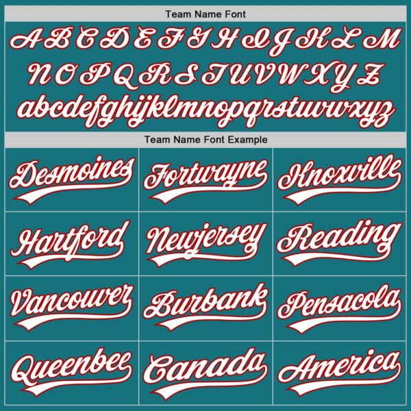 Custom Teal White-Red Authentic Baseball Jersey