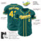 Custom Teal Gold-White Authentic Baseball Jersey