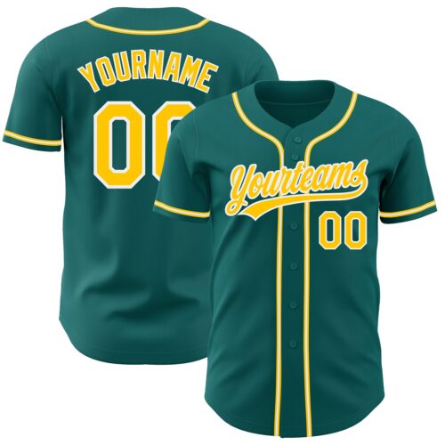 Teal0131 Custom Teal Gold-White Authentic Baseball Jersey