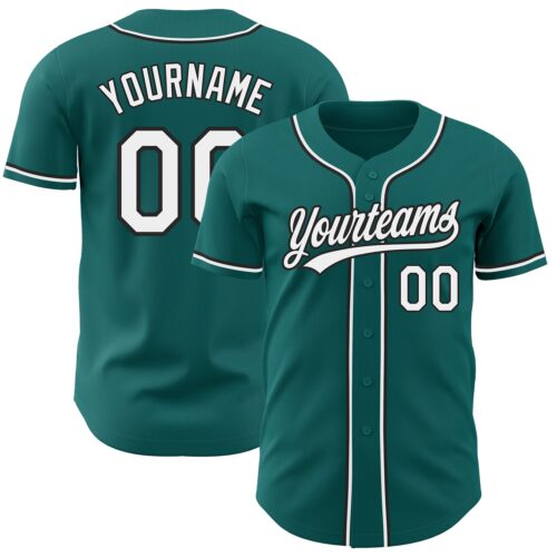 Teal0139 Custom Teal White-Black Authentic Baseball Jersey