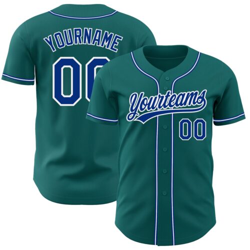 Teal0147 Custom Teal Royal-White Authentic Baseball Jersey