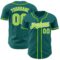 Custom Teal Neon Green-White Authentic Baseball Jersey