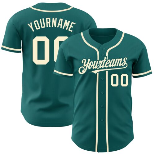 Teal0181 Custom Teal Cream Authentic Baseball Jersey