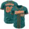 Custom Teal White Pinstripe Orange Authentic Baseball Jersey