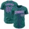 Custom Teal White Pinstripe Purple Authentic Baseball Jersey