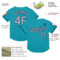 Custom Teal Gray-Navy Mesh Authentic Throwback Baseball Jersey