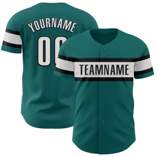 Teal0316 Custom Teal White-Black Authentic Baseball Jersey