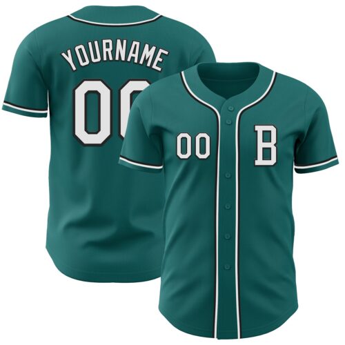 Teal0381_3a27d81a-5fad-42c3-b380-407c01809c4f Custom Teal White-Black Authentic Baseball Jersey