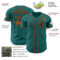 Custom Teal Black-Orange Authentic Baseball Jersey