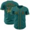 Custom Teal Black-Old Gold Authentic Baseball Jersey