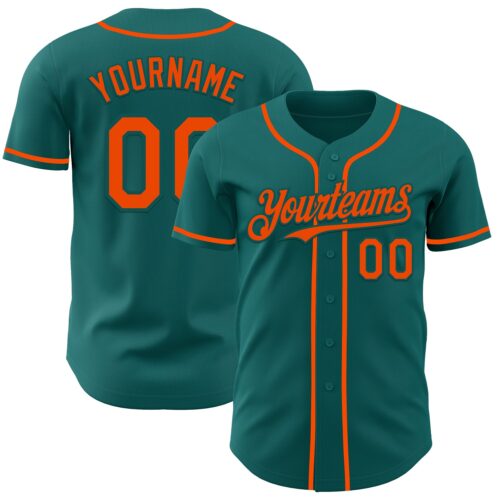 Teal0406 Custom Teal Orange Authentic Baseball Jersey