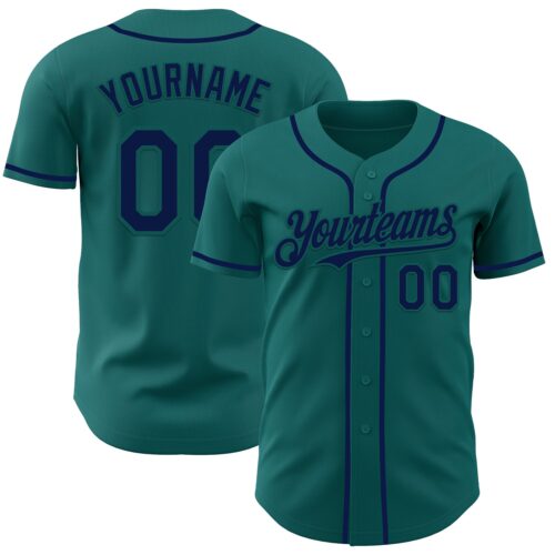 Teal0407 Custom Teal Navy Authentic Baseball Jersey