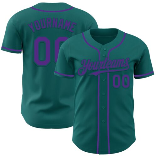 Teal0410 Custom Teal Purple Authentic Baseball Jersey