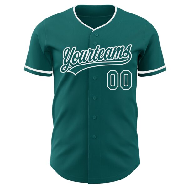 Custom Teal-White Authentic Baseball Jersey