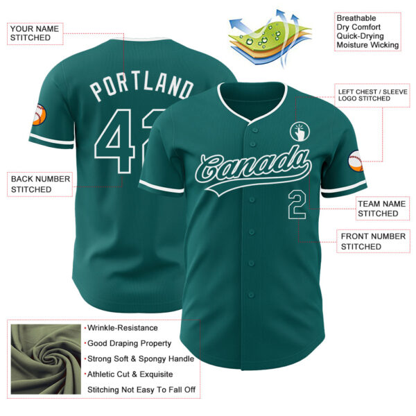 Custom Teal-White Authentic Baseball Jersey