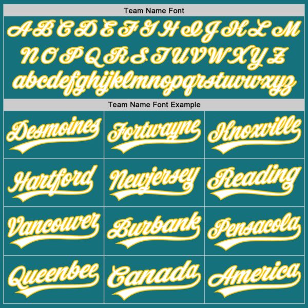 Custom Teal White-Yellow Authentic Baseball Jersey