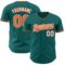Custom Teal Orange-White Authentic Baseball Jersey