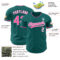 Custom Teal Pink-White Authentic Baseball Jersey