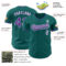 Custom Teal Purple-White Authentic Baseball Jersey