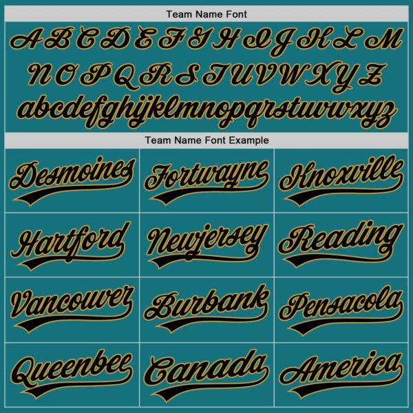 Custom Teal Black-Old Gold Authentic Baseball Jersey