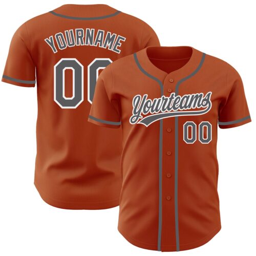 TexasOrange0007_adb2bdb9-12de-47c1-a1c4-512e78f92bba Custom Texas Orange Steel Gray-White Authentic Baseball Jersey