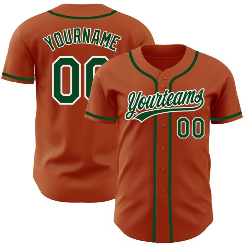 TexasOrange0009_a153ab8d-feb3-4985-846c-d532ff39292a Custom Texas Orange Green-White Authentic Baseball Jersey