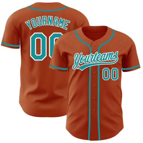 TexasOrange0011_3ac01a2a-0757-429e-ba6a-60faf05dff82 Custom Texas Orange Teal-White Authentic Baseball Jersey
