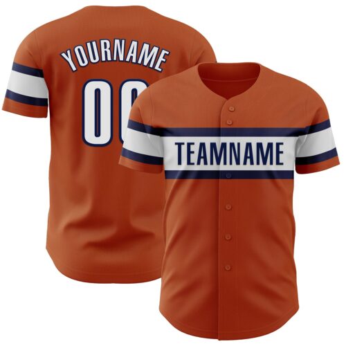 TexasOrange0016 Custom Texas Orange White-Navy Authentic Baseball Jersey
