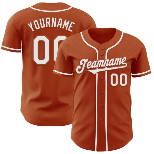 TexasOrange0017 Custom Texas Orange White Authentic Baseball Jersey